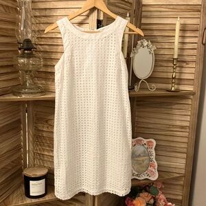 Banana Republic White Cotton Sleeveless Sheath Dress LWD Sz 4